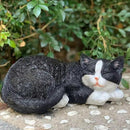 Outdoor Garden Decor - Sleeping Cat Figurine for Garden, Patio, Lawn & Yard Decoration. Perfect Mom and Cat Lover Gift by GreenHaven Gardens