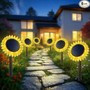 Outdoor Solar Lights, 6 Pack Led Solar Sunflower Lights, Stake/Wall 2-in-1 Waterproof Solar Garden Lights for Yard, Landscape, Fence, Patio, Driveway, Pathway, Backyard Decoration (Warm White) by GreenHaven Gardens