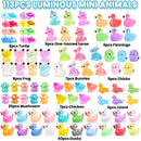 113pcs Luminous Mini Resin Animals, Glow in The Dark Miniature Resin Animal Figures Tiny Small Little Ducks Turtle Bulk for Dollhouse Micro Landscape Aquarium Fairy Garden DIY Decorations by GreenHaven Gardens