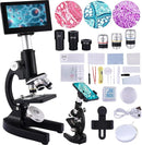 Microscope 40X-2500X Magnification with 4.3-inch Display, Wide-Angle 10X and 25X eyepieces, and Built-in 5-megapixel Camera for School Labs, Animal Husbandry (Black) by TinyTreasures Baby Boutique