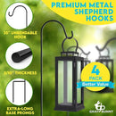 Gray Bunny 35" Shepherds Hooks for Outdoor 4 Pack, Thick Bird Feeder Pole, Hanging Plant Stand, Shepherds Hook for Bird Feeder, Non-Hollow, Non-Adjustable, Extra Long Base Prongs by GreenHaven Gardens