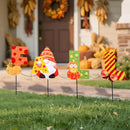 WONDER GARDEN Fall Yard Stakes Yard Signs, 4 Pack Metal Thanksgiving Lighted Garden Stakes, Gnome Sign with LED Lights for Harvest,Outdoor, Lawn,Farmhouse Decorations by CozyNest Decor