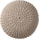 Ornavo Home Pouf Ottoman Foot Rest - 100% Cotton Pouffe - Hand Knitted Cable Braid Cord - Boho Round Stuffed Ottoman for Living Room, Bedroom - Beige by CozyNest Decor