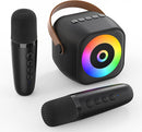 Mini Karaoke Machine, Portable Bluetooth Karaoke Speaker with 2 Wireless Mics for Kids and Adults, Birthday Gifts for Girls and Boys 3-12+ Years Old Birthday Party Home Black by TinyTreasures Baby Boutique