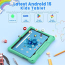 Kids Tablet, 10.1 Inch Android 15 Tablet for Kids, 12GB+64GB, Octa-Core, 6000mAh Battery, WiFi 6, Pre-Installed Kids Apps, Parental Control, ABCmouse for 30-Days Free, with EVA Protective Case (Green) by TinyTreasures Baby Boutique