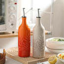 Sweejar Ceramic Olive Oil Dispenser Bottle, 24 Oz Relief Opaque Oil Cruet Protects To Reduce Oxidation, Suitable for Storage Soy Sauce, Coffee Syrup, Liquids, Set of 1 (Gradient FogGray) by CozyNest Decor