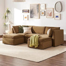 mopio Oversized Modular Sectional Sofa with Fully Removable Covers and Storage, Convertible U, L-Shaped and Sleeper Sectional, Modern Couches with Ottoman Chaise (Hazelnut Velvet, 5 Seats, U) by CozyNest Decor