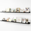 Picture Ledge Shelf, Wood Long Floating Shelves for Wall, Set of 2, 56 inch Picture Ledge Shelves, Photo Ledge Nursery Book Shelves Wall Mounted for Living Room Kids' Room Bedroom, Color Black by TinyTreasures Baby Boutique