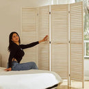 White Room Divider, Temporary Wall with Double Hinges, 5.6 Ft Tall Folding Louver Wood Screen for Home Office Bedroom Hotel Decoration (4 Panels, White-Washed) by CozyNest Decor