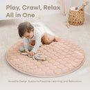 Comfy Cubs Round Kids Play Mat - Small 36 inches Soft Quilted Baby Floor Mat with Non-Slip Bottom - Plush Design for Toddlers' Playtime and Relaxation - Comfortable and Durable - Blush by TinyTreasures Baby Boutique