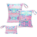 ALVABABY 3pcs Baby Cloth Diaper Wet/Dry Bags|Waterproof Reusable with Two Pockets|Travel, Beach, Pool, Daycare, Soiled Baby Items,Yoga，Gym Bag for Swimsuits or Wet Clothes Pink impression 3L-BS04 by TinyTreasures Baby Boutique