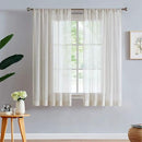 FMFUNCTEX Linen Sheer Curtains for Bedroom, Beige Curtains 54 inch Length for Living Room, Natural Flax Blend Window Draperies for Farmhouse Curtain, Rod Pocket 2 Panels by CozyNest Decor