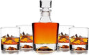 Whiskey Decanter Glasses Gift Set - 4 Whiskey Glasses - Airtight Stopper for Wine, Bourbon, Brandy, Juice, Water - Decanter Sets For Men Christmas Gifts for Dad Boyfriend Husband Him - Bezrat by CozyNest Decor