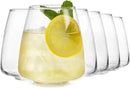 Libbey Stackable Stemless Wine Glasses Set of 6, Tapered Bulb Shaped All Purpose Wine Glass Set, Dishwasher Safe Glass Wine Glasses, Cocktail by CozyNest Decor