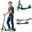 Aero Big Wheels Kick Scooter for Kids 6+, Teens & Adults | Light Up Wheels, Hand Brake, Rubber Deck Mat & Shock Absorption | Foldable & Height Adjustable by TinyTreasures Baby Boutique