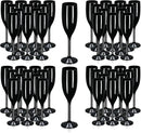 XUWAIDSGN Acrylic Champagne Flutes Toasting Glasses Unbreakable Mimosa Bar Reusable Wine Glasses Vintage Champagne Flutes Stemmed Drinking Cups 5.4 OZ for Christmas Birthday (100, Black) by CozyNest Decor
