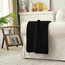Longhui bedding Chunky Cable Knit Throw Blanket Lightweight Black 100% Organic Cotton Blanket for Sofa Couch Bed Baby Nursery, Rustic Shabby Chic Modern Farmhouse, 60” x 80” Give Laundering Bag by CozyNest Decor