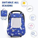 Pea Pod Car Seat Cover Baby, Infant Car Seat Canopy Covers for Newborn with 2 Layers Windows of Breathable Mesh Fabric, Lightweight Polyester/Soft Minky Dot Backing (Ocean) by TinyTreasures Baby Boutique