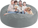 7FT Bean Bag Chair, Large Bean Bag Chairs with Memory Foam Filled, Fluffy Beanbag Sofa with Dutch Velvet Cover, Round BeanBag Chairs for Living Room, Playroom - Light Grey by TinyTreasures Baby Boutique