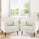 Barrel Accent Chair Set of 2 with Back Pillow, Large Upholstered Armchair with Solid Wood Legs Modern Reading Chairs for Living Room Bedroom by CozyNest Decor