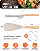 Cooking Spoon for Nonstick Cookwares, Great for Cooking and Serving Sturdy BPA-Free Matte Silicone, Wood Handle Spoon for Mixing, Scoop, and Scrape (2 Pack of Khaki, 11.4 inch) by CozyNest Decor