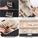 KAMIER Jewelry Holder Organizer, 2 Layers PU Leather Jewelry Box, Large Capacity, Double Lock and Large Mirror, Hidden Necklace Hooks, Removable Dividers, Gift Box Packaging, Black by TinyTreasures Baby Boutique