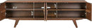 NTC Sapa Mid-Century Modern Solid Wood TV Stand 4-Door Media Console with Carved Geometric Fronts for TVs up to 75", Effortless Assembly, Dark Walnut by CozyNest Decor