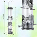 MIXXIDEA 1PK Metal Bird Feeders with 6 Feeding Ports,Tube Bird Feeder with Steel Hanger,Hard Plastic Wild Bird Feeder for Outdoors Hanging, Attracting Birds in Your Lawn, Garden, Balcony-Grey by CozyNest Decor