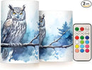 Flickering Flameless Candles, Owl on Tree LED Candles with Remote Timer, Set of 2 Battery Operated Candle for Valentine Wedding Birthday by GreenHaven Gardens