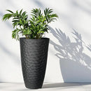 Worth Garden 24" H Tall Hammered Texture Planters Set of 2 - Matte Black Plastic Flower Pot with Drainage Holes, Modern Outdoor Indoor Lightweight Pots for Large Plants, Durable Decor Containers by GreenHaven Gardens