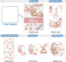 Custom Baby Crib Set, 5 Pcs Personalized Name Pink Bear Theme for Infants Toddlers, Nursery Bedding for Girls, Double Layer Customized Gifts by TinyTreasures Baby Boutique