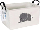 LANGYASHAN Rectangular Storage Bin Collapse Canvas Fabric Cartoon Storage Basket with Handles for Organizing Home Kitchen Boys and Girls Toys Office Closet Shelf Baskets (REC Elephant) by TinyTreasures Baby Boutique