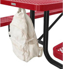 Global Industrial 8’L Rectangular Picnic Table, Expanded Metal, Red Thermoplastic Coating, Attached Benches, 1-1/2” Umbrella Pole Hole, Outdoor-Rated, 1000 lb Capacity, 96” x 30” Tabletop by GreenHaven Gardens