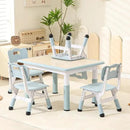 Height-Adjustable Kids Table and Chairs, 31.5''L x 23.6''W Toddler Table and 4 Chairs Set with Anti-Slip Foot Covers, Children Activity Table for Ages 2-10, Graffiti Desktop by CozyNest Decor