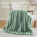 BEDELITE Faux Rabbit Fur Blanket, Luxurious 3D Striped Spring Blanket for Decor & Gift, Soft and Warm Plush Fluffy Faux Fur Throw Blanket All Seasons Suitable, (Sage Green, 50"x 60") by CozyNest Decor