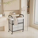 Laundry Hamper 2 Section, 110L Rolling Laundry Sorter Basket with Wheels, 2 Compartment Clothes Organizer Cart, Pull-Out Removable Bags for Laundry Room, Bathroom, Bedroom, White by CozyNest Decor