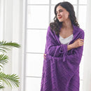 inhand Valentine's Day Gifts Throw Blanket Purple for Couch, Soft Living Room Home Decor Knitted Blanket, Outdoor Lightweight Breathable Summer Blanket, Farmhouse Warm Woven Decorative,50"x60" by CozyNest Decor