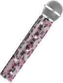 Sanwuta Fake Microphone Prop Sparkly Bling Rhinestones Plastic Play Microphone Pretend Glitter Bedazzled Mic for Cosplay Party Costume(Pink Leopard) by TinyTreasures Baby Boutique