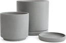 D'vine Dev 6 Inch & 8 Inch Ceramic Planter Pots for Plants with Drainage Hole and Saucer, Medium Plant Pots Set, Grey, 94-G-M-3 by GreenHaven Gardens