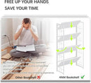 4NM No Assembly 4 Tiers Folding Bookshelf, 47.2" H Foldable Storage Shelves Vintage Bookcase Standing Racks Study Organizer Home Office - All White by CozyNest Decor