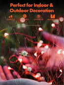 Twinkle Star 4 Pack Outdoor Solar String Lights, Total 160 FT 480 LED Solar Powered Valentines Day Decorative Fairy Lights with 8 Modes, Waterproof Silver Wire Light for Christmas Wedding Party, Red by GreenHaven Gardens
