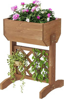 Raised Garden Bed, Standing Vertical Horticulture Planter Box for Backyard, Patio, Balcony, Planter for Flowers Herbs Vegetables for Indoor & Outdoo Decor with Trellis (Brown) by GreenHaven Gardens