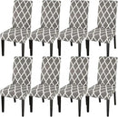 JQinHome Dining Room Chair Covers Set of 8, High Stretch Chair Slipcover Removable Washable Chair Seat Protector Cover for Home Party Hotel Wedding Ceremony (Grey White) by CozyNest Decor