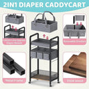 2IN1 Baby Diaper Caddy Organizer-3 Tier Rolling Storage Cart with Dividers - Bedside Diaper Caddy Cart for Baby Nursery Newborn Essentials-Mobile Utility Carts with Wheels for Changing Table by CozyNest Decor