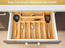 Umilife Large Expandable Kitchen Silverware Utensils Drawer Organizer, 2.5" Extra High Adjustable Drawer Divider with Curved Grooves, Bamboo Wood Cutlery Tray Flatware Holder by CozyNest Decor