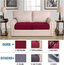 H.VERSAILTEX Super Stretch Individual Seat Cushion Covers Sofa Covers Couch Cushion Covers Slipcover Sets Thick Jacquard Textured Twill Fabric (2 Piece Medium Sofa Cushion Covers, Burgundy Red) by CozyNest Decor