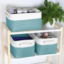 Kntiwiwo Foldable Storage Bins 15" x 10" x 9.5" Fabric Storage Basket Cube with Handles Large Linen Closet Organizer Bins for Organizing Shelf Home, Set of 3, Teal by CozyNest Decor