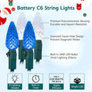 Brightown C6 LED Christmas String Lights - 2 Pack Each 20ft 60LED Battery Operated Strawberry String Lights with Timer and 8 Light Modes for Christmas Trees Wreaths, Indoor Xmas Decor, Blue and White by GreenHaven Gardens