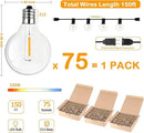 150FT LED Globe Outdoor String Lights, Dimmable Patio With 75+2 G40 Shatterproof Bulbs, Waterproof Outside Hanging, 2200K Commercial Backyard for Porch Bistro Party Balcony Garden by CozyNest Decor