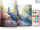 Flickering Flameless Candles, Peacock Flowers LED Candles with Remote Timer, Set of 2 Battery Operated Candle for Valentine Wedding Birthday by GreenHaven Gardens